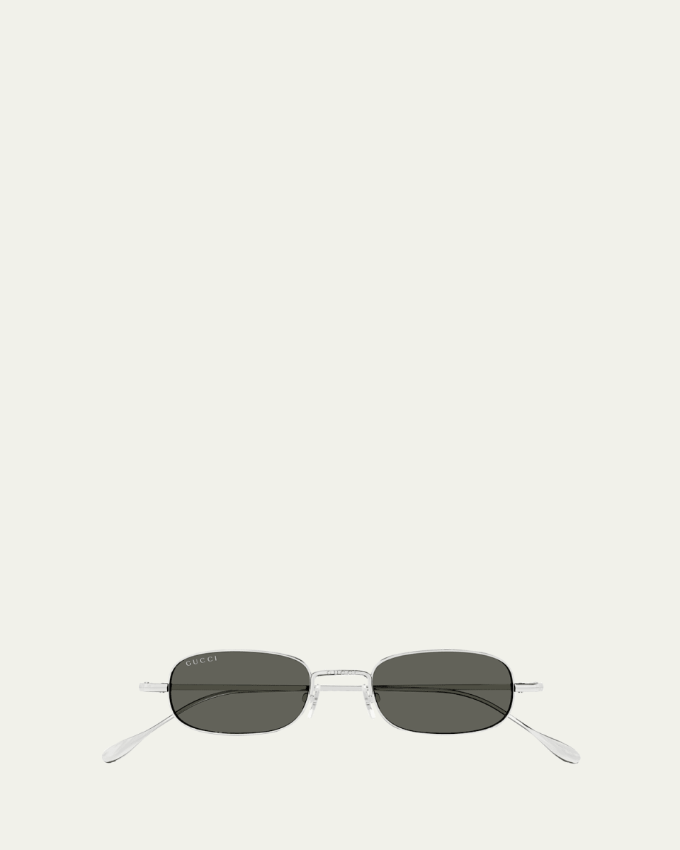Engraved Logo Metal Oval Sunglasses